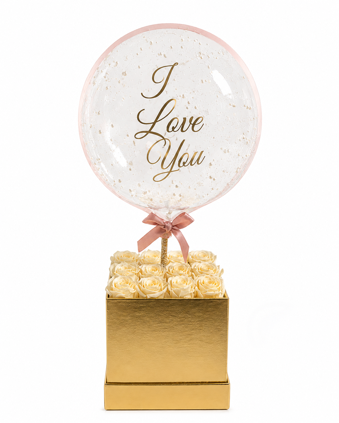 The Golden Box with Preserved Roses