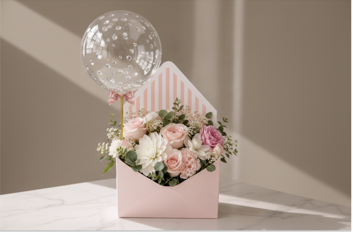 Flower Envelope with Jewel Balloon