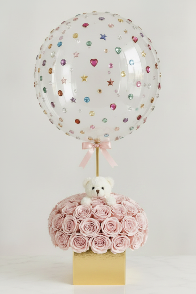 Jewel Bubble + Plush Bear + Gold Box