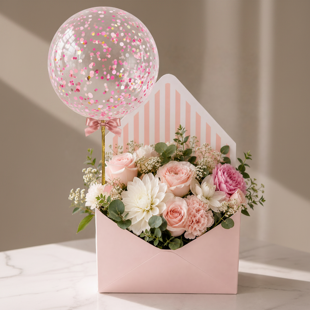 Oversized Confetti Balloon Envelope Arrangement