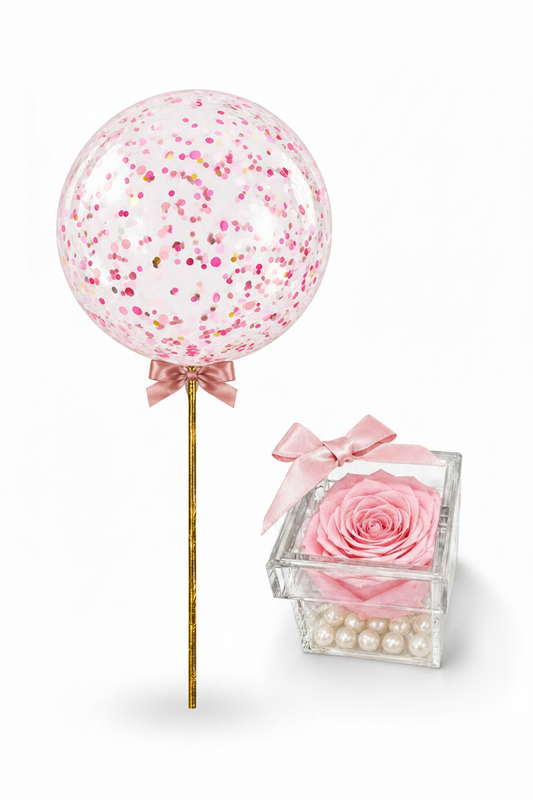 Pink Rose & Balloon Gift Set