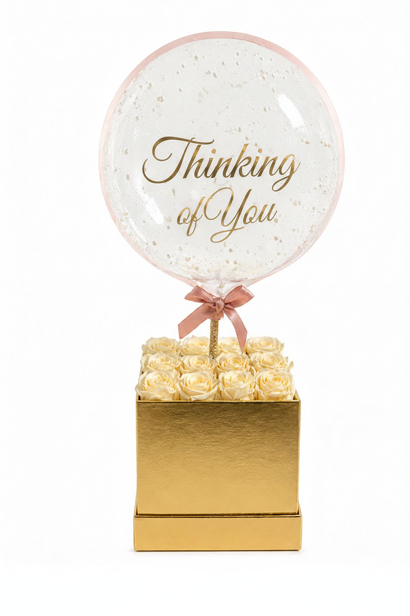 The Golden Box with Preserved Roses