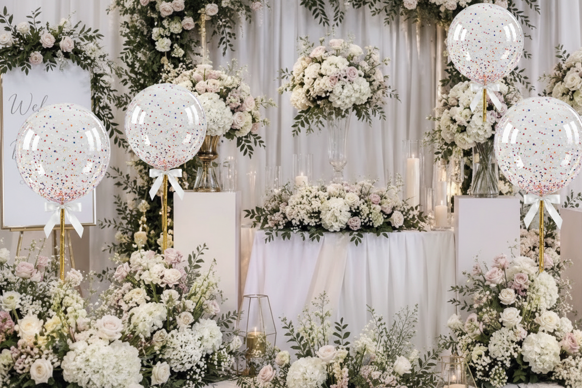 Wedding with Multicolor Bubble Balloons